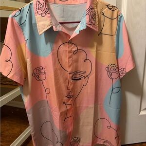 Abstract Face Print Men's Shirt
